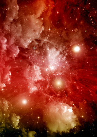 Stars of a planet and galaxy in a free spaceの写真素材