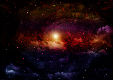 Stars of a planet and galaxy in a free spaceの写真素材