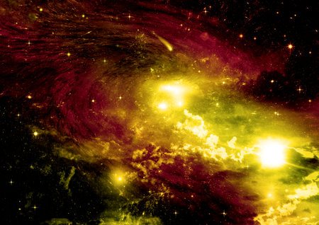 Stars of a planet and galaxy in a free spaceの写真素材