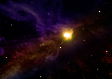 Stars of a planet and galaxy in a free spaceの写真素材