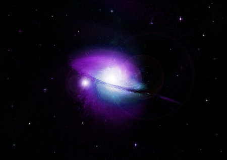 Stars of a planet and galaxy in a free spaceの写真素材