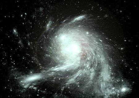 Stars of a planet and galaxy in a free spaceの写真素材