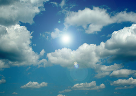 white air clouds in the blue skyの写真素材