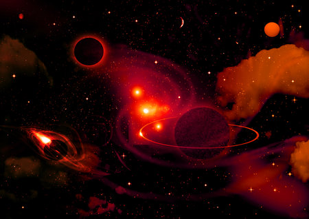 Stars of a planet and galaxy in a free space Elements of this image furnished byの写真素材