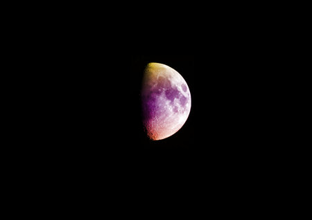 The moon in the night sky in clouds 3D illustrationの写真素材