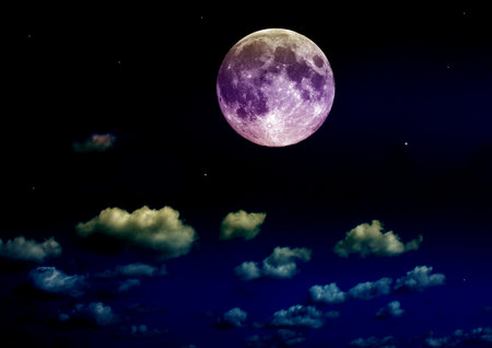 The moon in the night skyの写真素材