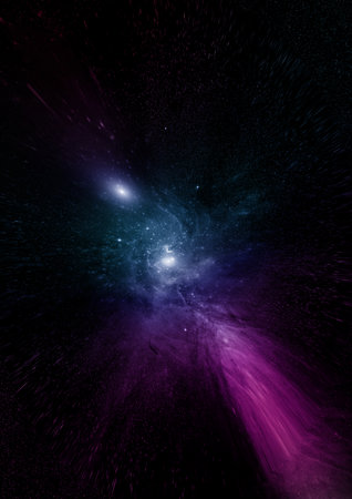 galaxy in a free space. 3D renderingの写真素材