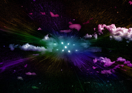 galaxy in a free space. 3D renderingの写真素材
