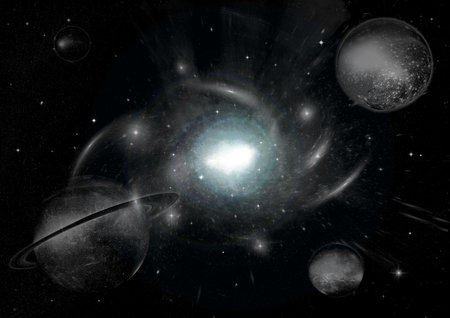 galaxy in a free space. 3D renderingの写真素材
