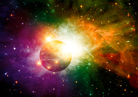 galaxy in a free space. 3D renderingの写真素材