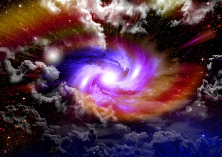 galaxy in a free space. 3D renderingの写真素材