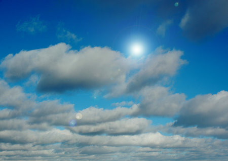 white air clouds in the blue skyの写真素材