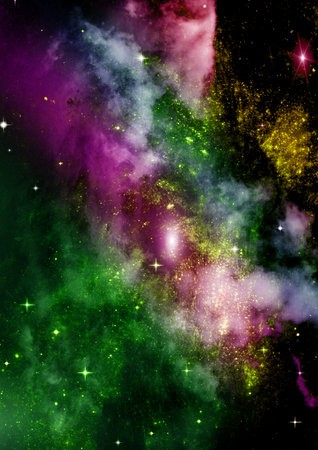 Stars of a planet and galaxy in a free space Elements of this image furnished by . 3D renderingの写真素材
