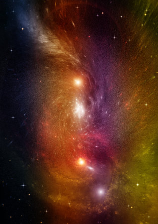 Stars of a planet and galaxy in a free space Elements of this image furnished by . 3D renderingの写真素材