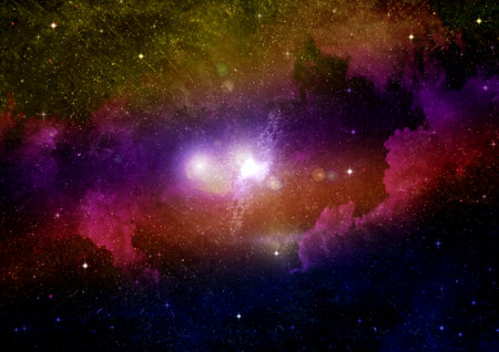 Stars of a planet and galaxy in a free space Elements of this image furnished by . 3D renderingの写真素材