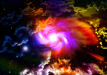 Stars of a planet and galaxy in a free space Elements of this image furnished by . 3D renderingの写真素材