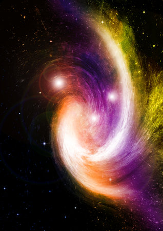 Stars of a planet and galaxy in a free space Elements of this image furnished by . 3D renderingの写真素材
