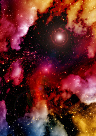 Stars of a planet and galaxy in a free space Elements of this image furnished by . 3D renderingの写真素材