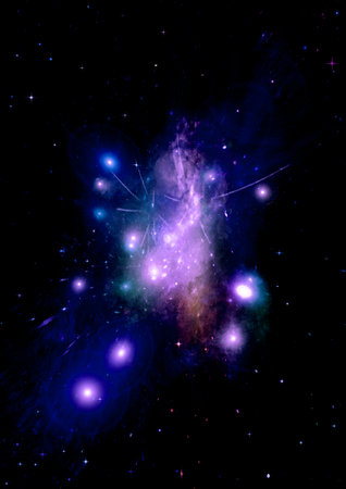 Stars of a planet and galaxy in a free space Elements of this image furnished by . 3D renderingの写真素材