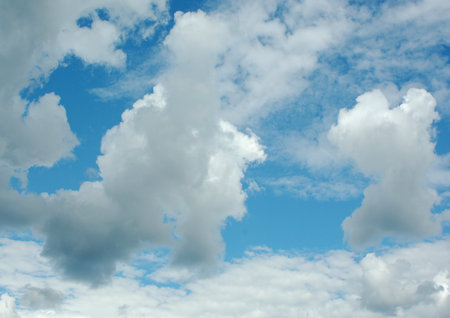 white air clouds in the blue skyの写真素材