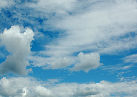 white air clouds in the blue skyの写真素材