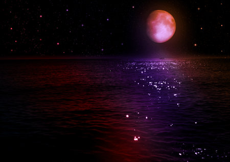 Stars of a planet and galaxy in a free spaceの写真素材