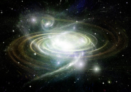 Stars of a planet and galaxy in a free space Elements of this image furnished by . 3D renderingの写真素材