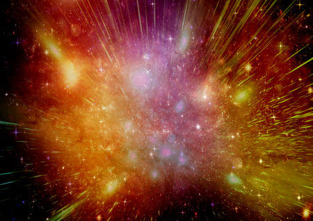 Stars of a planet and galaxy in a free space Elements of this image furnished by . 3D renderingの写真素材