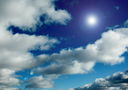 white air clouds in the blue skyの写真素材
