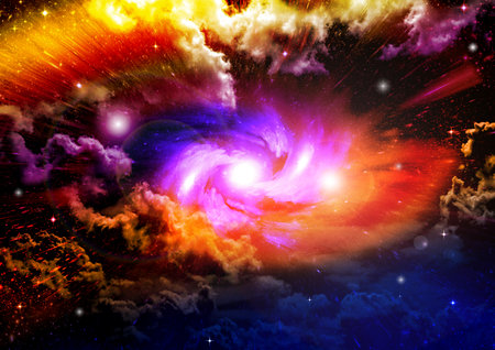 galaxy in a free space. 3D renderingの写真素材