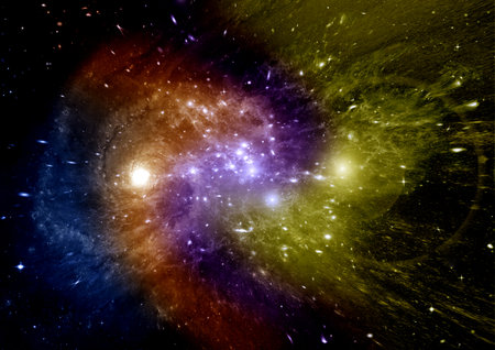 galaxy in a free space. 3D renderingの写真素材