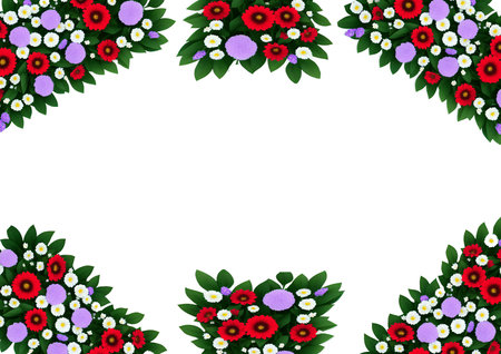 colorful frame of flowersの写真素材
