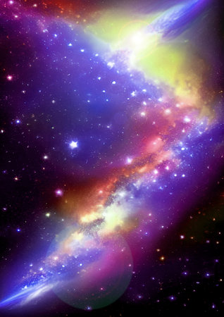 galaxy in a free space. 3D renderingの写真素材