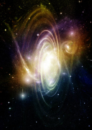 galaxy in a free space. 3D renderingの写真素材