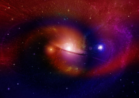 galaxy in a free space. 3D renderingの写真素材