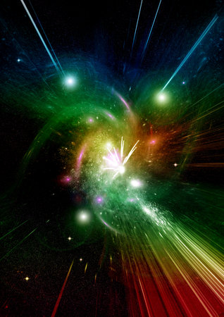 galaxy in a free space. 3D renderingの写真素材