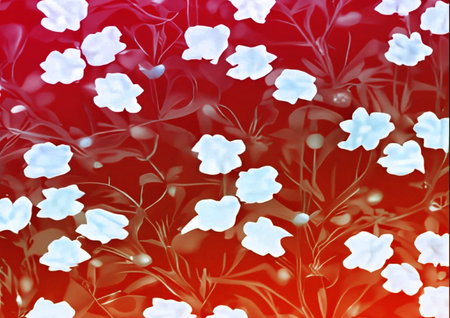 Floral pattern red flowers on white backgroundの写真素材