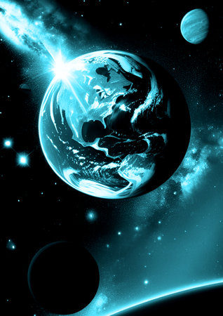 galaxy in a free space. 3D renderingの写真素材