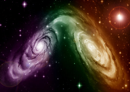 galaxy in a free space. 3D renderingの写真素材
