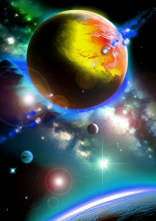 galaxy in a free space. 3D renderingの写真素材
