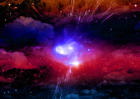 galaxy in a free space. 3D renderingの写真素材