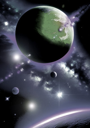 galaxy in a free space. 3D renderingの写真素材