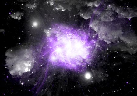 galaxy in a free space. 3D renderingの写真素材