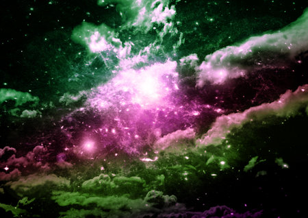 galaxy in a free space. 3D renderingの写真素材