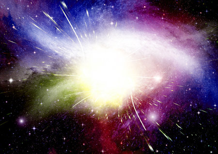 galaxy in a free space. 3D renderingの写真素材