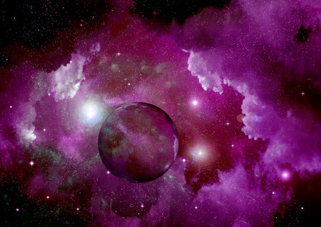 galaxy in a free space. 3D renderingの写真素材
