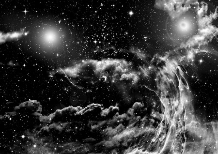 galaxy in a free space. 3D renderingの写真素材