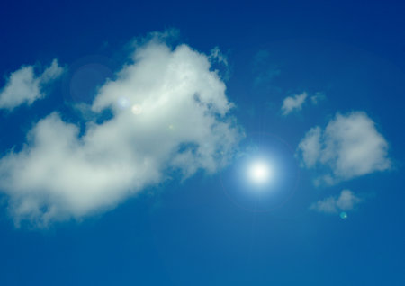 white air clouds in the blue skyの写真素材