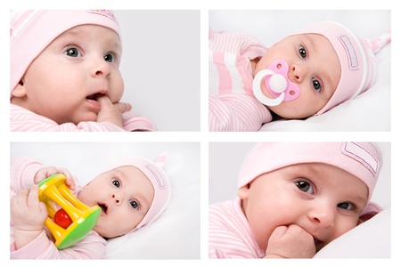 Group of four photos of the little girlの写真素材