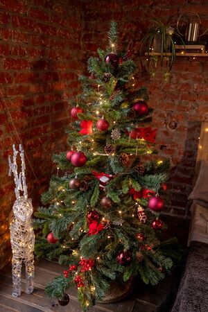 Russia, Anapa, 12.06.2019 loft style interior with Christmas treeのeditorial素材